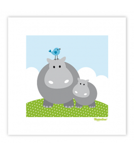 Hoppelina - Grafiskt Tryck "Hippo med baby"